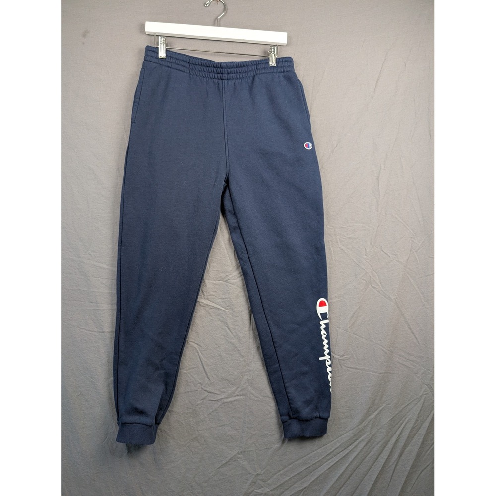 Champion Mens XL Navy Blue Graphic Fleece Jogger Sweatpants